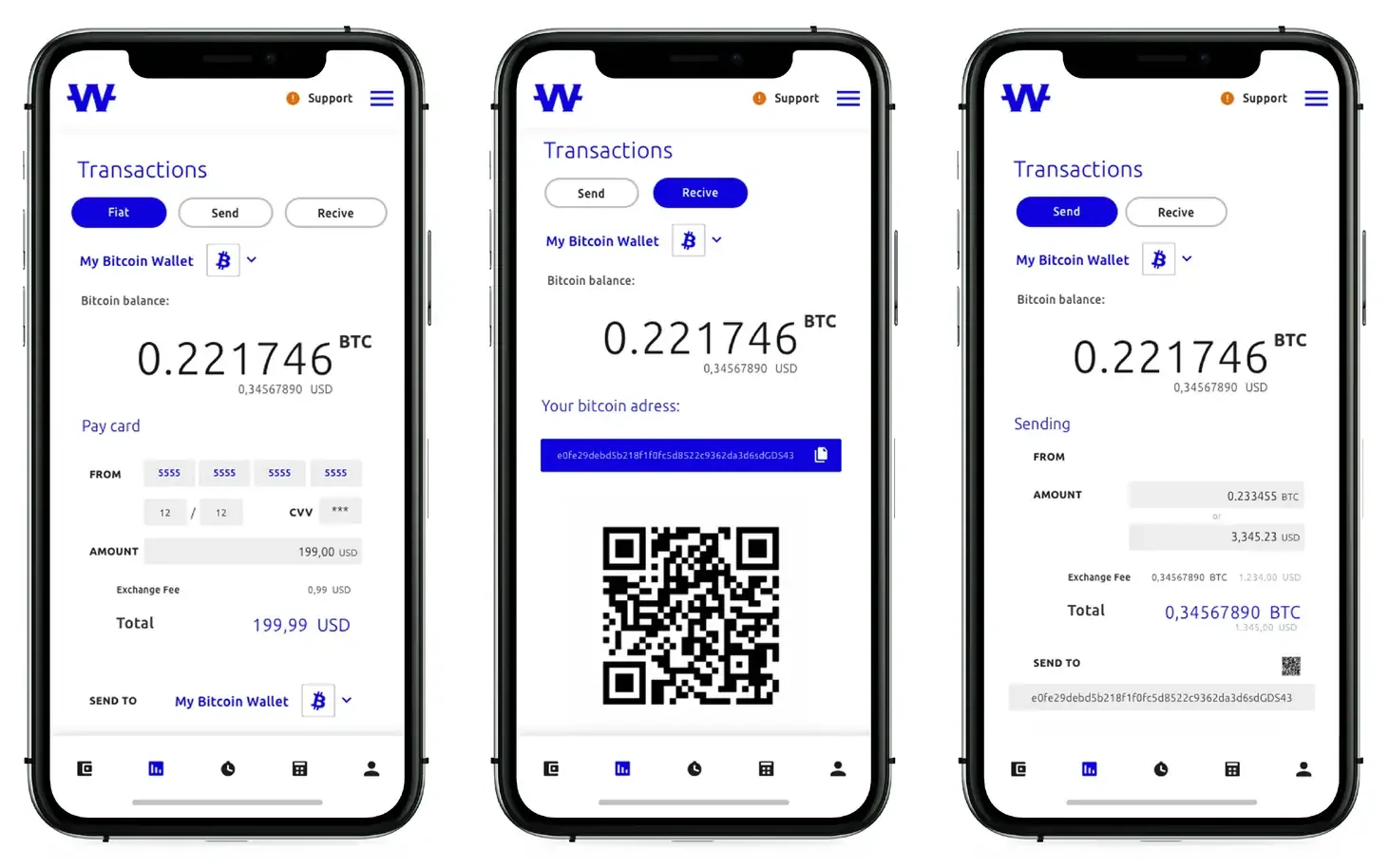 Wallet app: send, receive, QR